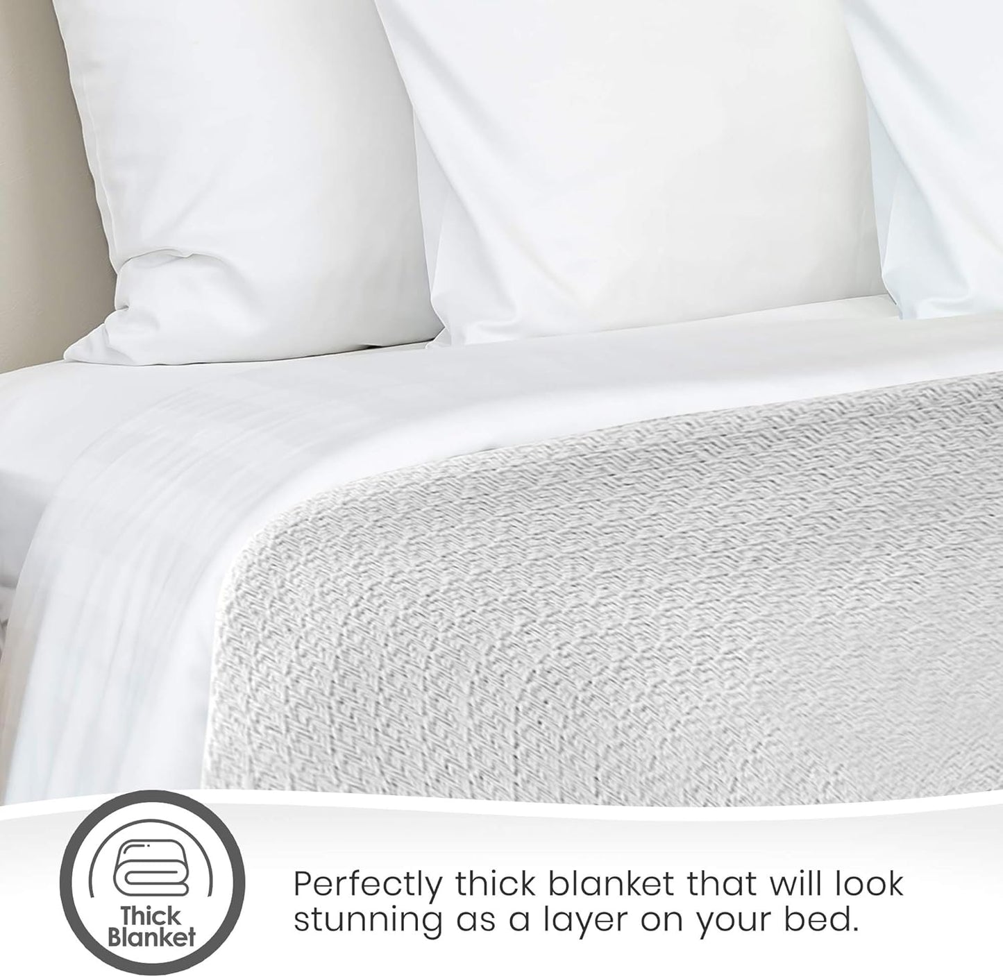 100% Organic Cotton Blanket - GOTS & Fairtrade Certified Organic Cotton Throw Blanket for Bed with Soft Warm & Breathable Single Knit Weave - Great as Bedspread or Coverlet (White, Twin)