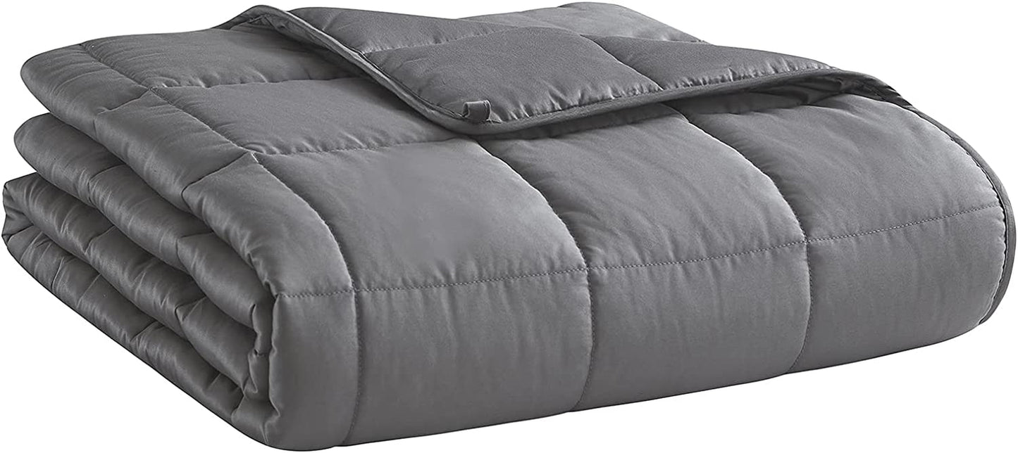 Weighted Blanket for Adults- Dark Grey, 48"X72", 15Lbs, Twin Full Size Heavy Throw Blanket, Cooling, Breathable, Microfiber with Glass Beads, Big, Washable, All-Season