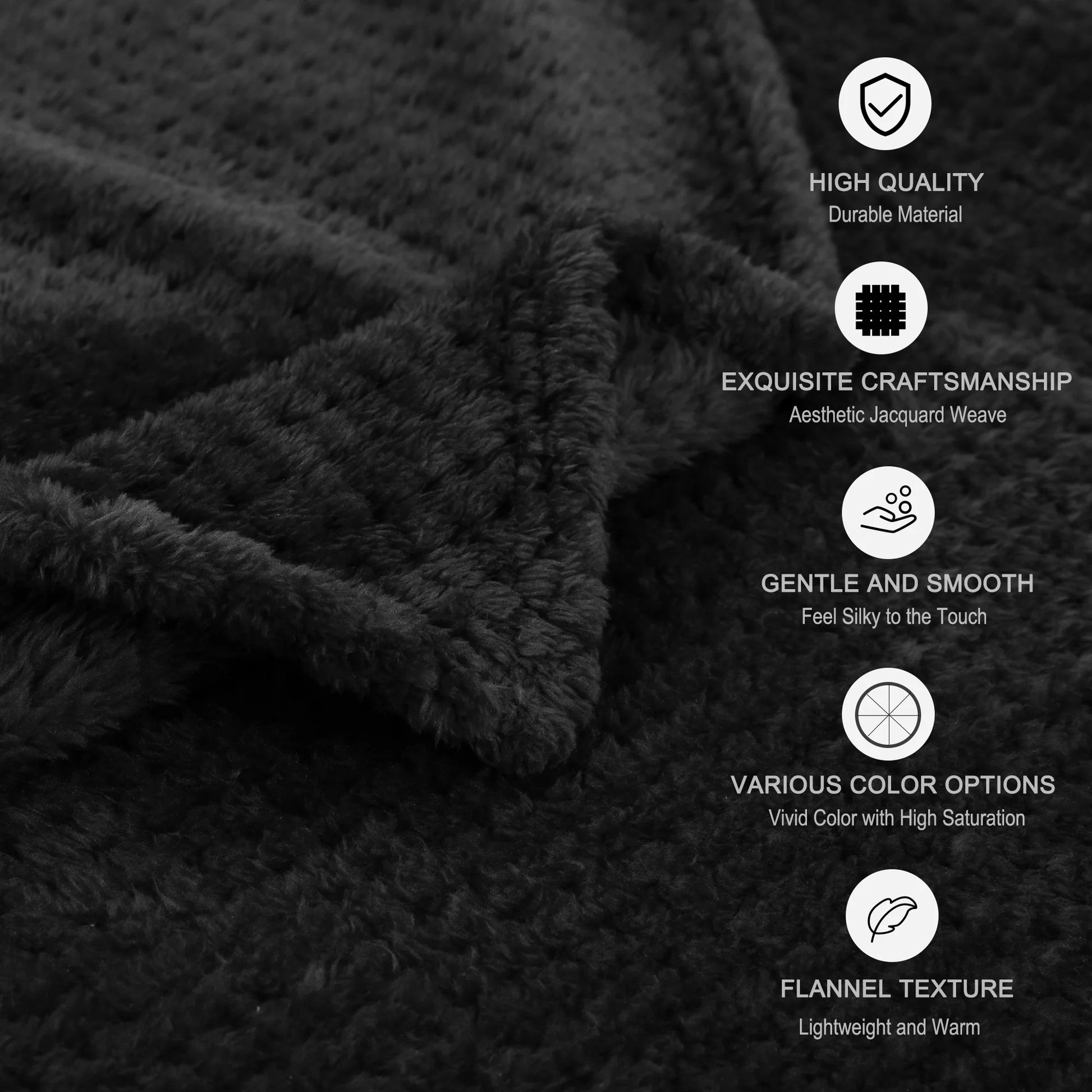 Soft Flannel Fleece Velvet Blanket Black 90" X 90"
