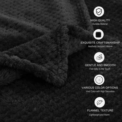 Soft Flannel Fleece Velvet Blanket Black 90" X 90"