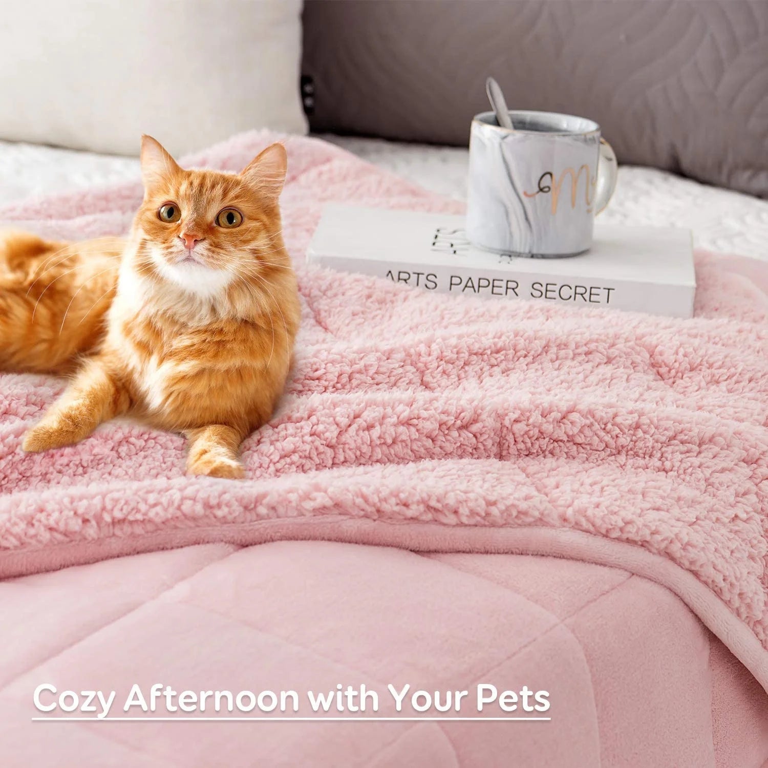 Fleece Weighted Blankets for Adults, Soft Shaggy Sherpa 12 Lb Twin Size Weighted Blanket for Anxiety Calming and Relax, 48X72 Inch Pink