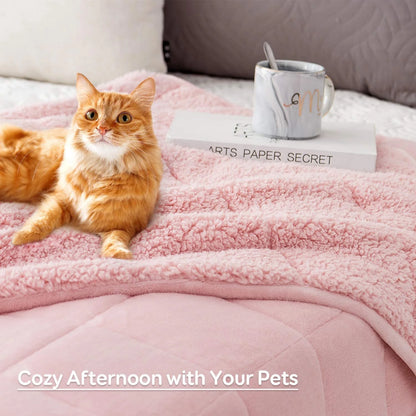 Fleece Weighted Blankets for Adults, Soft Shaggy Sherpa 12 Lb Twin Size Weighted Blanket for Anxiety Calming and Relax, 48X72 Inch Pink