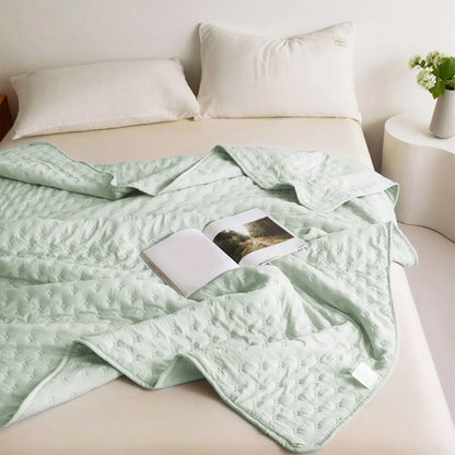 Cooling Blanket, Ice Blanket - Made of Porous Polyester for Superior Humidity Absorption and Breathability - Lightweight, Silky, Home Essentials, (Green, 80X64In)