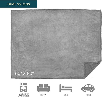 Waterproof Blanket for Couch, Sofa | Waterproof Dog Blanket for Large Dog, Puppy, Cat | Pet Blanket Protector | Plush Soft Warm Fuzzy Sherpa Blanket Bed Throw, Light Grey, 60X80