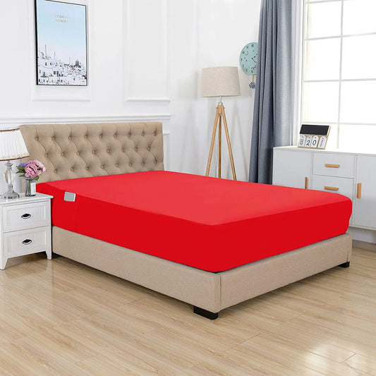 1500 Thread Count 18 Inc Deep Pocket 1-Piece Fitted Sheet, Twin/Twin XL Size, Red