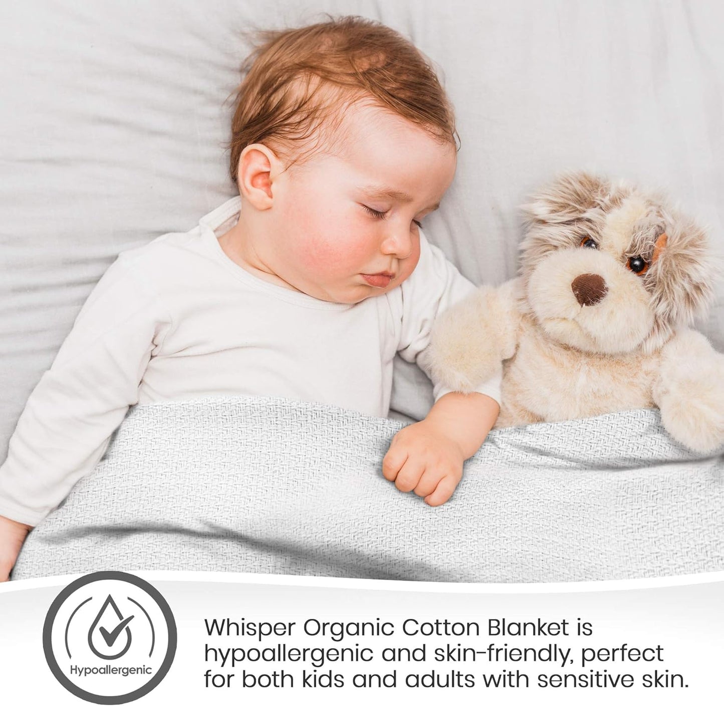 100% Organic Cotton Blanket - GOTS & Fairtrade Certified Organic Cotton Throw Blanket for Bed with Soft Warm & Breathable Single Knit Weave - Great as Bedspread or Coverlet (White, Twin)