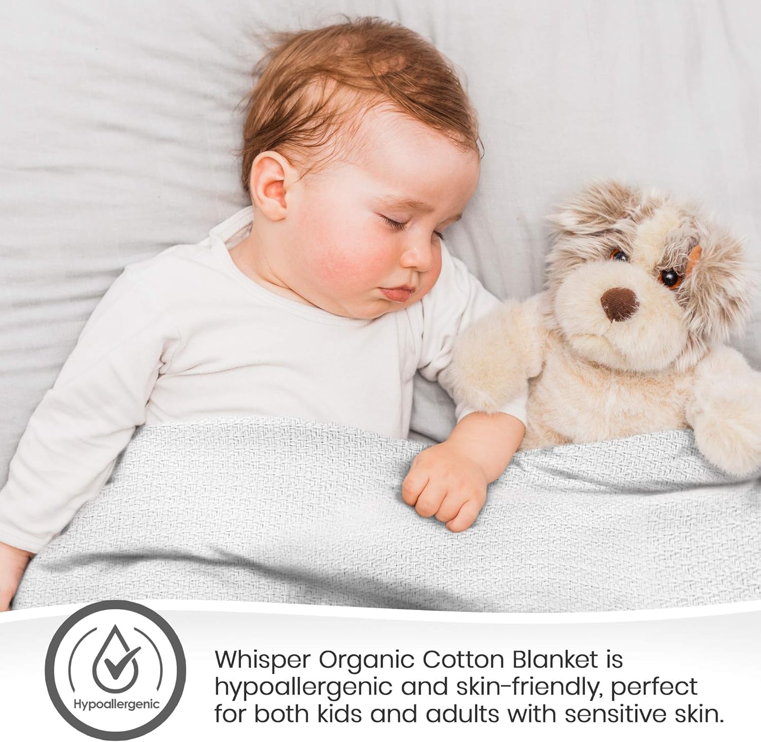 100% Organic Cotton Blanket - GOTS & Fairtrade Certified Organic Cotton Throw Blanket for Bed with Soft Warm & Breathable Single Knit Weave - Great as Bedspread or Coverlet (White, Twin)