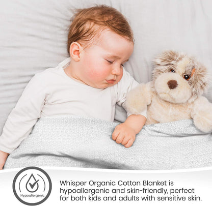 100% Organic Cotton Blanket - GOTS & Fairtrade Certified Organic Cotton Throw Blanket for Bed with Soft Warm & Breathable Single Knit Weave - Great as Bedspread or Coverlet (White, Twin)