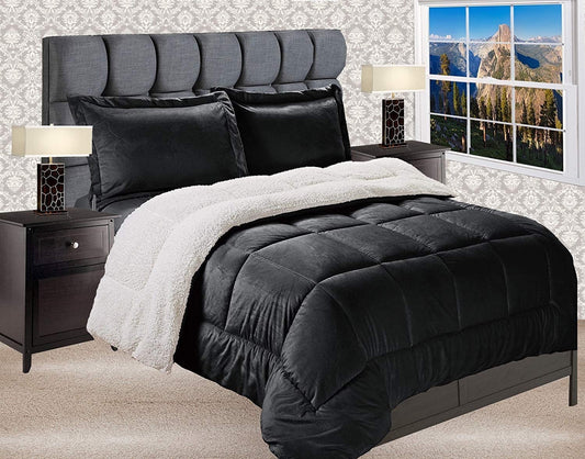 Reversible down Alternative Micro-Suede 3-Piece Comforter Set King Black