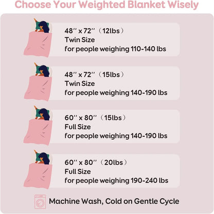 Fleece Weighted Blankets for Adults, Soft Shaggy Sherpa 12 Lb Twin Size Weighted Blanket for Anxiety Calming and Relax, 48X72 Inch Pink