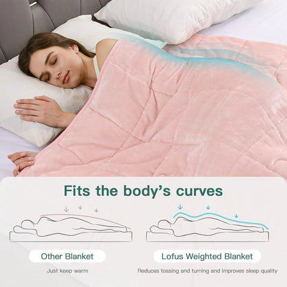 Fleece Weighted Blankets for Adults, Soft Shaggy Sherpa 12 Lb Twin Size Weighted Blanket for Anxiety Calming and Relax, 48X72 Inch Pink