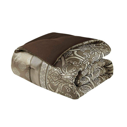 Alexine 16-Piece Brown Polyester Queen Comforter Set