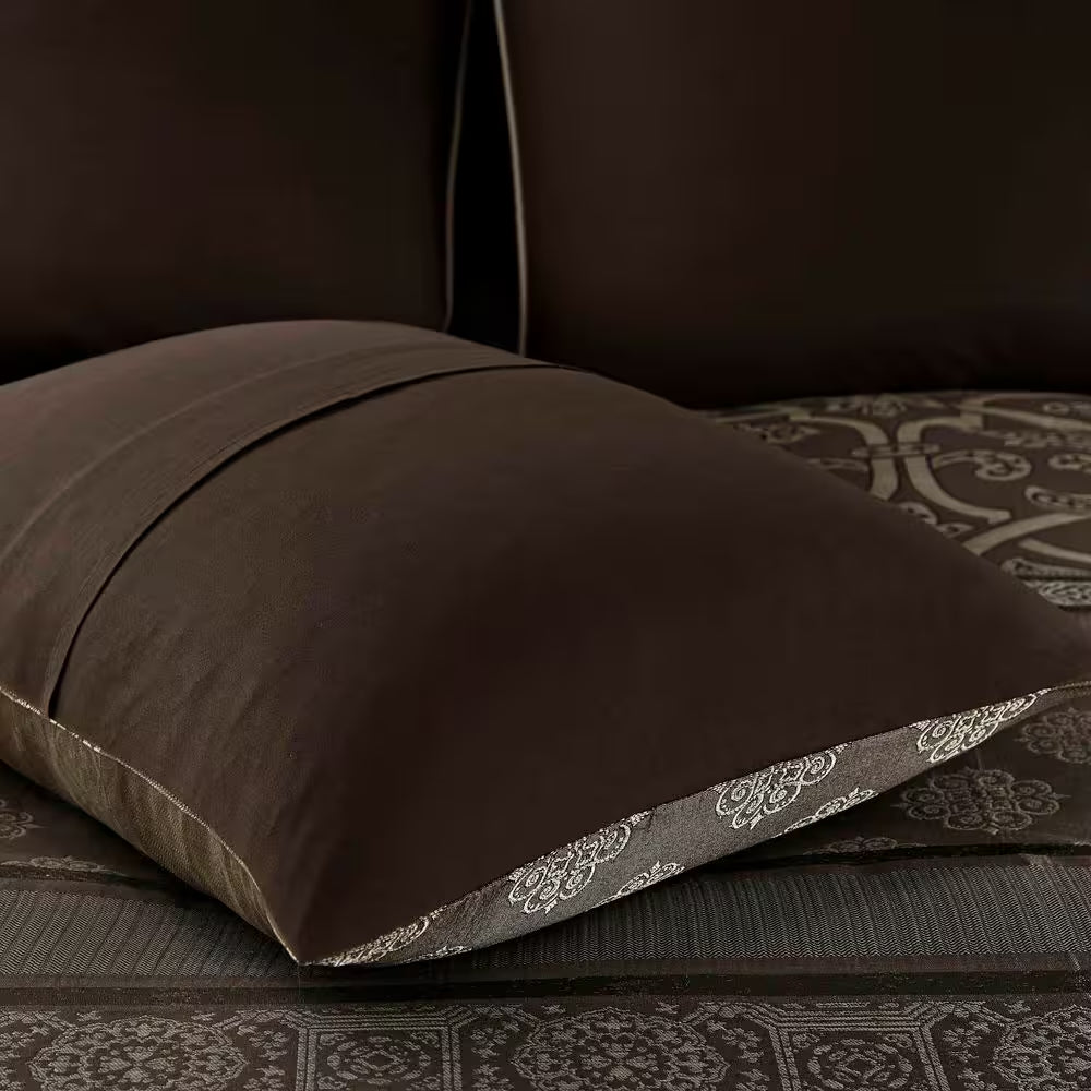 Alexine 16-Piece Brown Polyester Queen Comforter Set