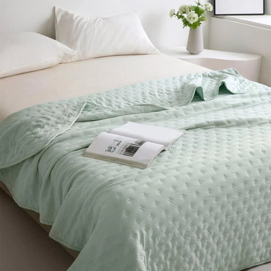 Cooling Blanket, Ice Blanket - Made of Porous Polyester for Superior Humidity Absorption and Breathability - Lightweight, Silky, Home Essentials, (Green, 80X64In)