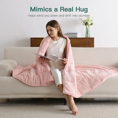 Fleece Weighted Blankets for Adults, Soft Shaggy Sherpa 12 Lb Twin Size Weighted Blanket for Anxiety Calming and Relax, 48X72 Inch Pink