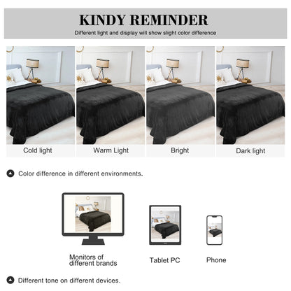 Soft Flannel Fleece Velvet Blanket Black 90" X 90"