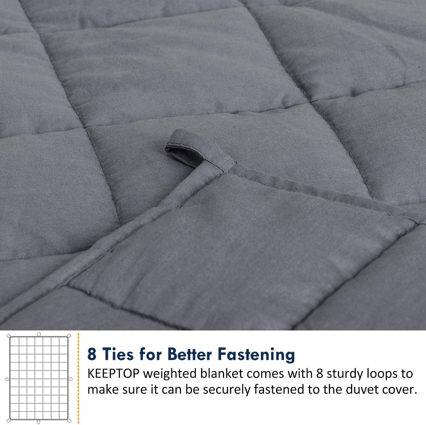Weighted Blanket for Adults (20 Lbs, 60"X80", Grey) - Cooling Heavy Blanket for Adult between 190-210 Lbs - 100% Natural Cotton Material with Premium Glass Beads, Double Stitched Edge