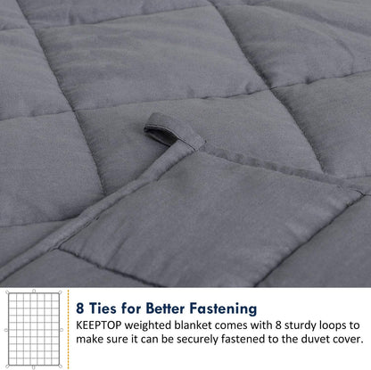 Weighted Blanket for Adults (20 Lbs, 60"X80", Grey) - Cooling Heavy Blanket for Adult between 190-210 Lbs - 100% Natural Cotton Material with Premium Glass Beads, Double Stitched Edge