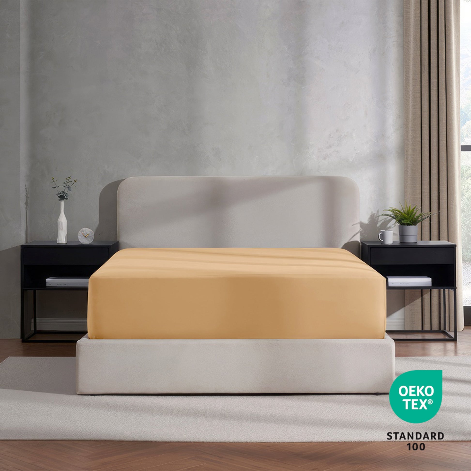Extra Deep Pocket Twin Fitted Sheet Only, Fits 18" to 24" Mattress, Soft Microfiber Fitted Bed Sheet, Camel Gold