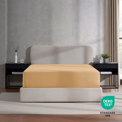 Extra Deep Pocket Twin Fitted Sheet Only, Fits 18" to 24" Mattress, Soft Microfiber Fitted Bed Sheet, Camel Gold