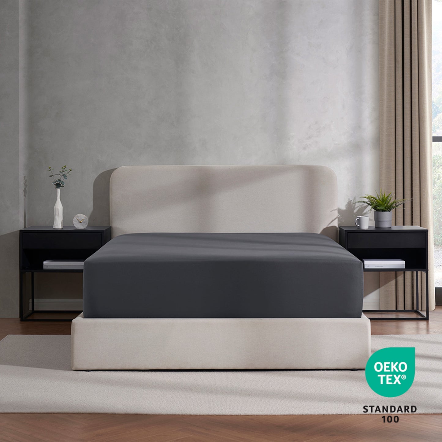 Extra Deep Pocket Queen Fitted Sheet Only, Fits 18" to 24" Mattress, Soft Microfiber Fitted Bed Sheet, Charcoal Gray