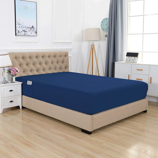 1500 Thread Count 18 Inc Deep Pocket 1-Piece Fitted Sheet, Full Size, Navy Blue