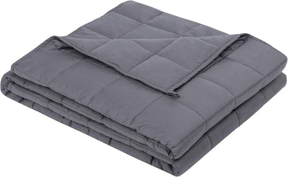 Weighted Blanket for Adults (20 Lbs, 60"X80", Grey) - Cooling Heavy Blanket for Adult between 190-210 Lbs - 100% Natural Cotton Material with Premium Glass Beads, Double Stitched Edge