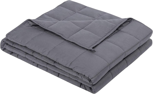 Weighted Blanket for Adults (20 Lbs, 60"X80", Grey) - Cooling Heavy Blanket for Adult between 190-210 Lbs - 100% Natural Cotton Material with Premium Glass Beads, Double Stitched Edge