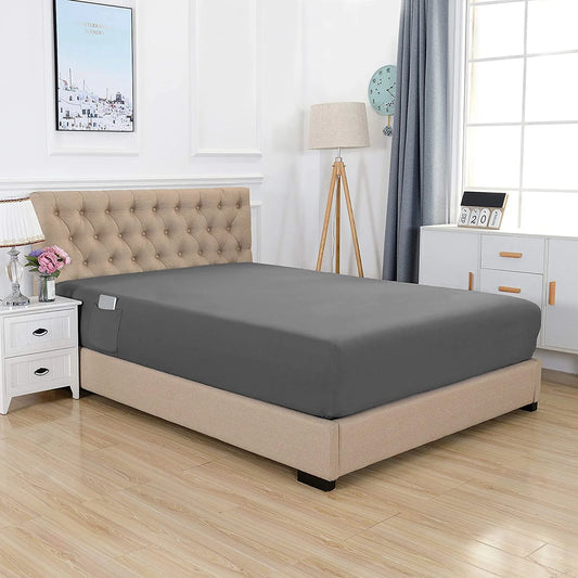 1500 Thread Count 18 Inc Deep Pocket 1-Piece Fitted Sheet, Twin/Twin XL Size, Grey