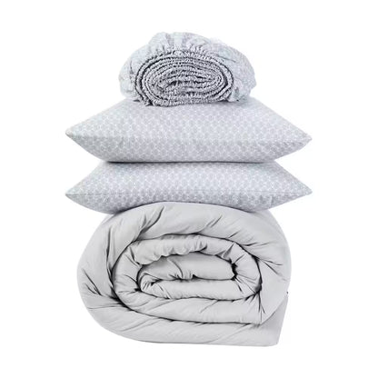 Simply Clean 7 Piece Pleated Bedding Set with Comforter, Bed Pillow Shams and Sheets, Full Set - Grey