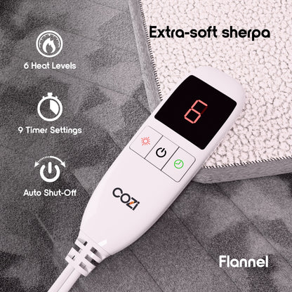 Heated Throw Blanket Super-Soft Sherpa and Flannel Electric Blanket with Adjustable Heat & Time Settings