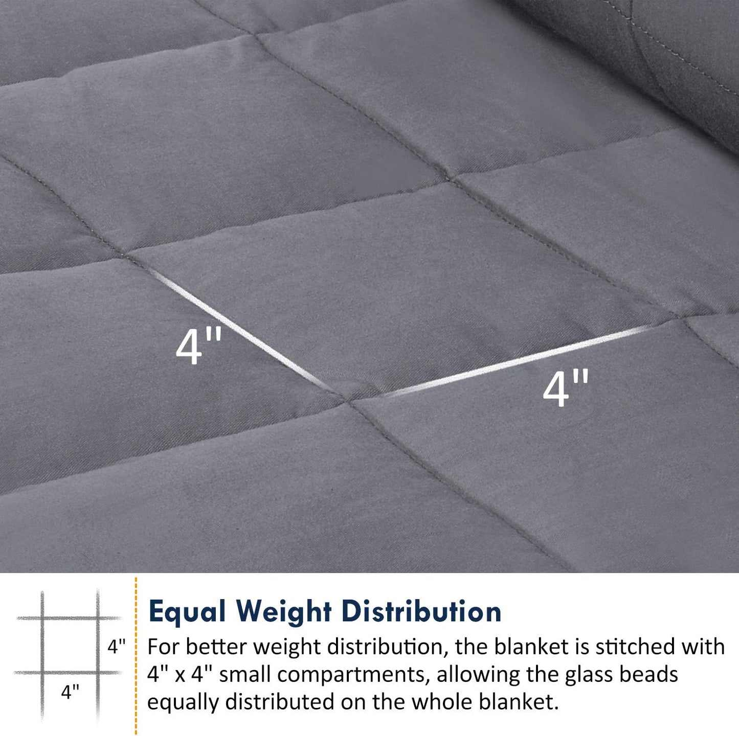 Weighted Blanket for Adults (20 Lbs, 60"X80", Grey) - Cooling Heavy Blanket for Adult between 190-210 Lbs - 100% Natural Cotton Material with Premium Glass Beads, Double Stitched Edge