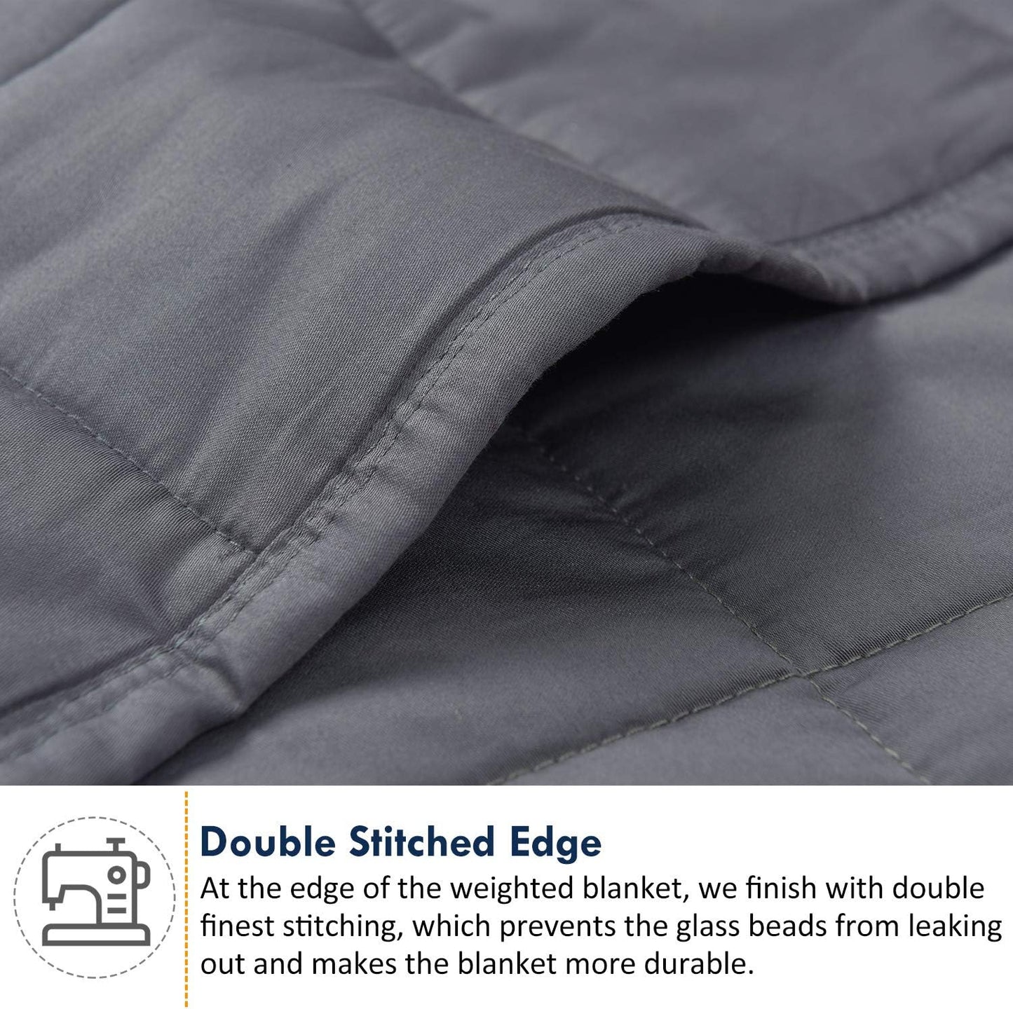 Weighted Blanket for Adults (20 Lbs, 60"X80", Grey) - Cooling Heavy Blanket for Adult between 190-210 Lbs - 100% Natural Cotton Material with Premium Glass Beads, Double Stitched Edge