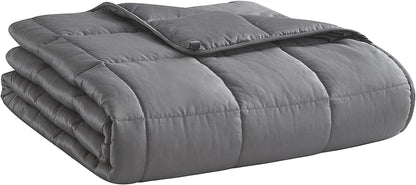 Weighted Blanket for Adults- Dark Grey, 48"X72", 15Lbs, Twin Full Size Heavy Throw Blanket, Cooling, Breathable, Microfiber with Glass Beads, Big, Washable, All-Season