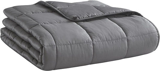 Weighted Blanket for Adults- Dark Grey, 48"X72", 15Lbs, Twin Full Size Heavy Throw Blanket, Cooling, Breathable, Microfiber with Glass Beads, Big, Washable, All-Season