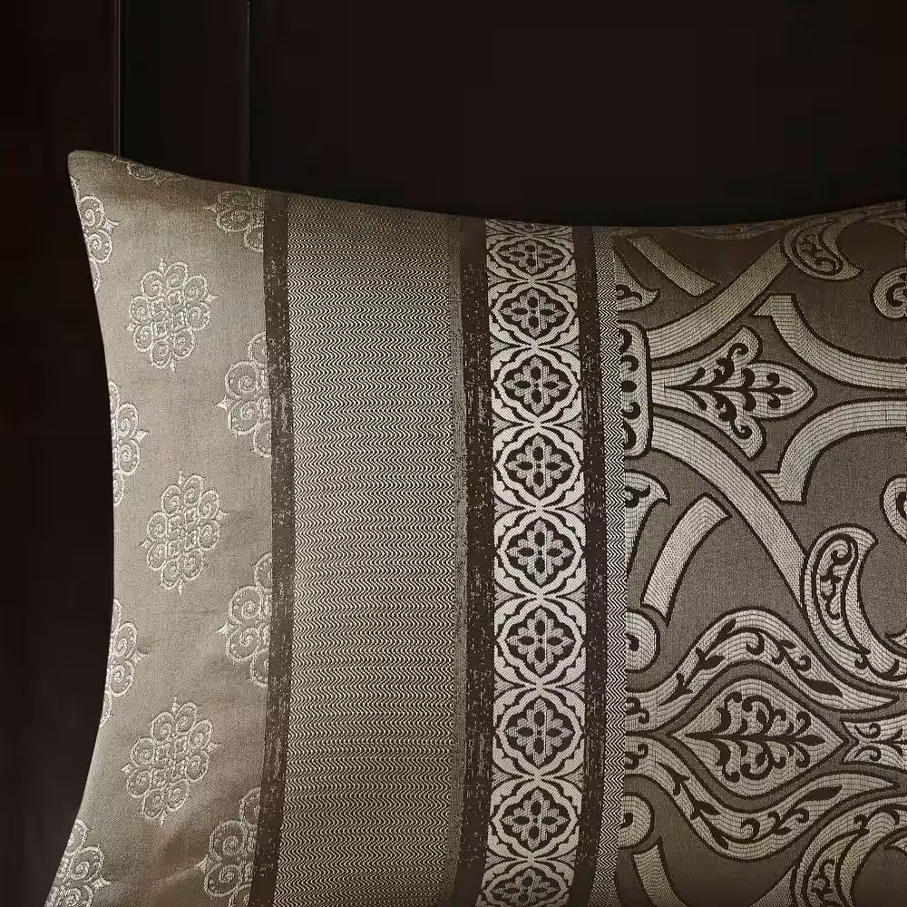 Alexine 16-Piece Brown Polyester Queen Comforter Set