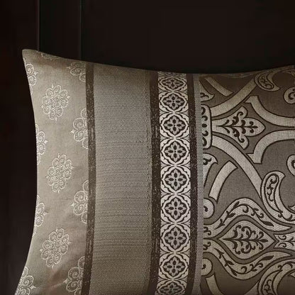 Alexine 16-Piece Brown Polyester Queen Comforter Set